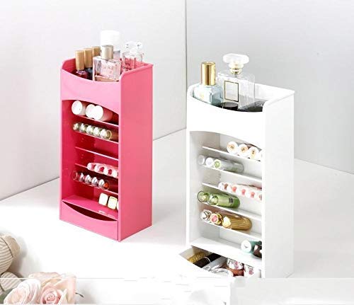 Cosmetic storage rack: sturdy, multi-tiered, space-saving, organized, durable, stylish, accessible, compact, versatile, convenient.
