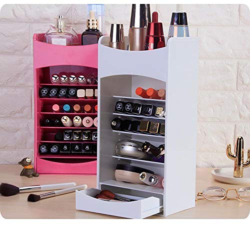 Cosmetic storage rack: sturdy, multi-tiered, space-saving, organized, durable, stylish, accessible, compact, versatile, convenient.