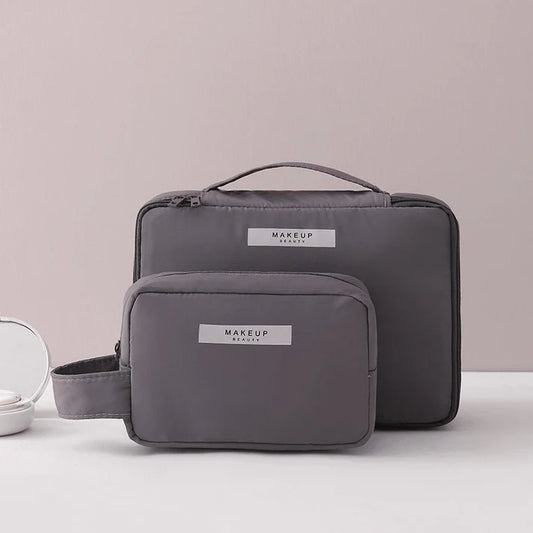 Travel cosmetic and toiletry organizer bag: compact, durable, spacious, lightweight, waterproof, multi-compartment, portable, stylish, convenient, secure.